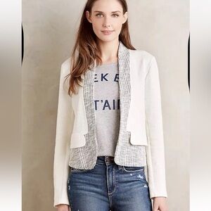 Anthropologie Dolan Left Coast Sheridan Open Front Blazer Size Medium Off White